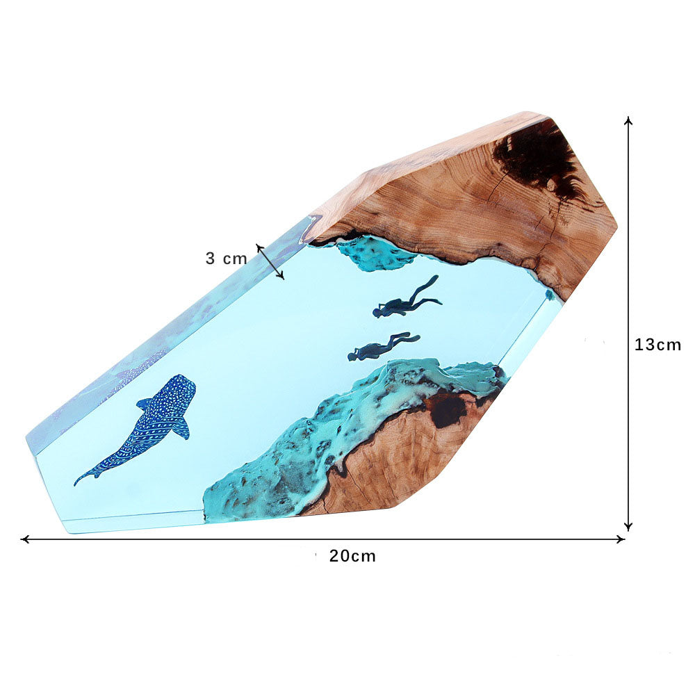 Epoxyhars Tafellamp – Nachtlampje met Walvis & Blauwe Duiker | Handgemaakt