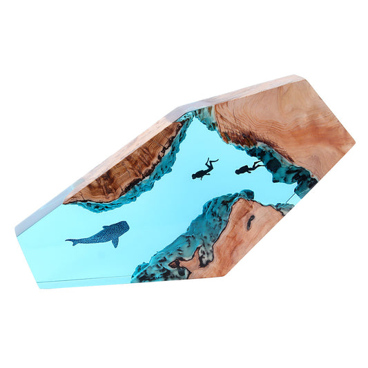 Epoxyhars Tafellamp – Nachtlampje met Walvis & Blauwe Duiker | Handgemaakt