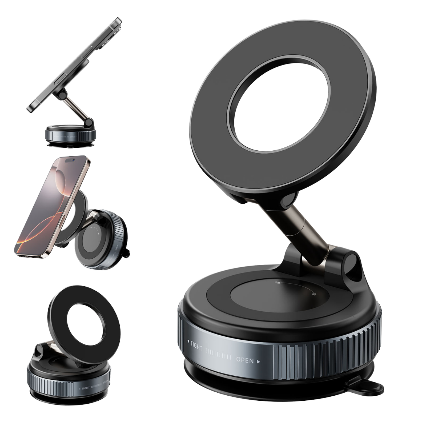 Magnetische Telefoonhouder met Zuignap – 360° Opvouwbaar & Universeel